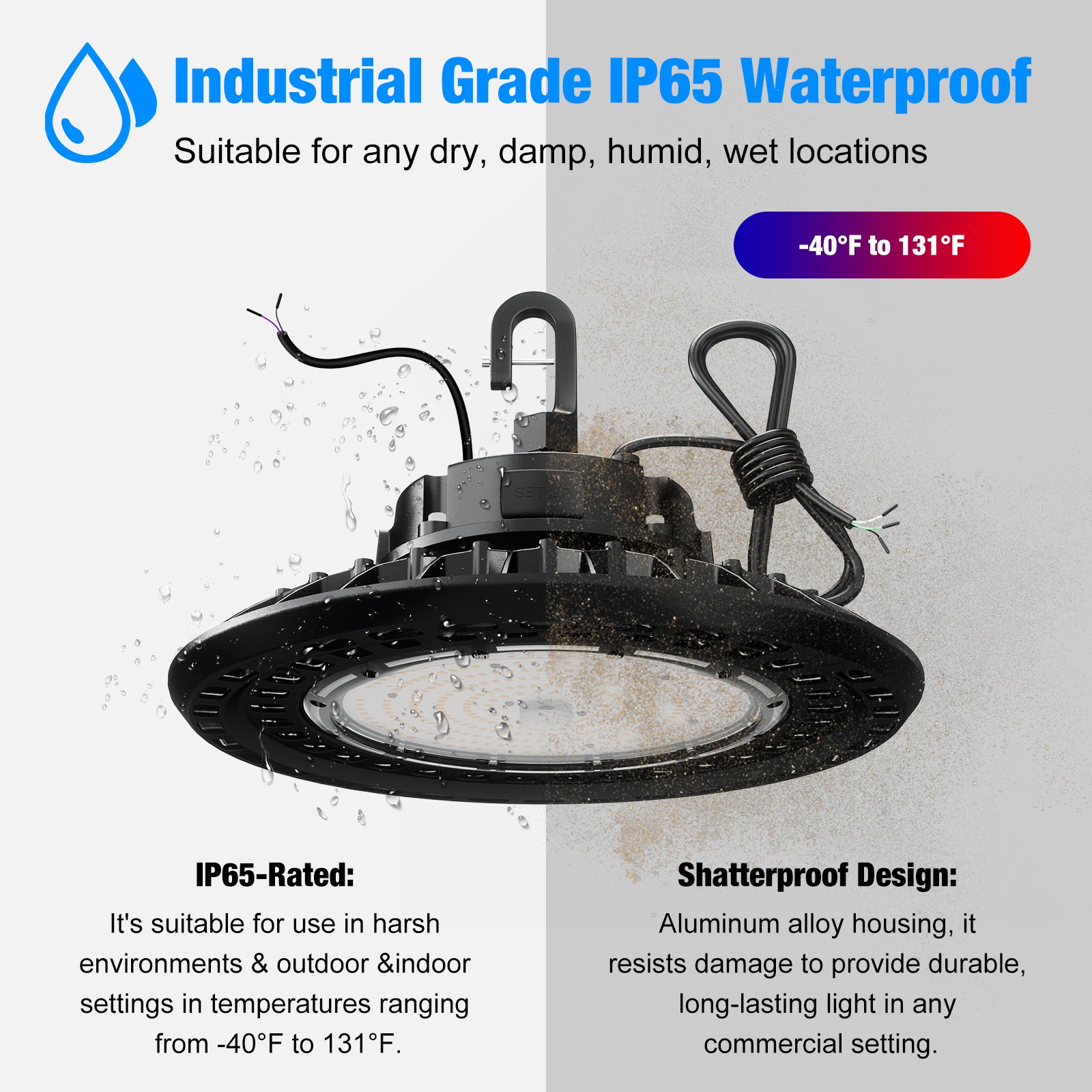150W UFO LED High Bay Light - 5000K Commercial Warehouse Lighting