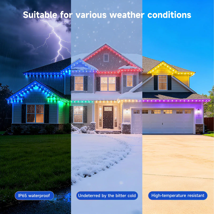 Colorful permanent outdoor lights for holidays