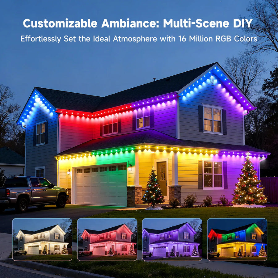 Warm permanent outdoor lighting for an everyday evening