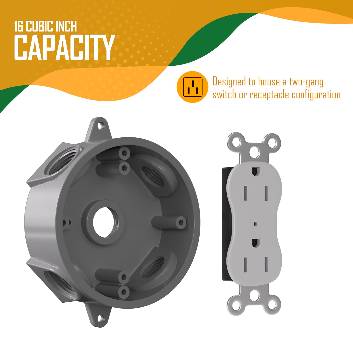 Threaded Round Electrical Box Weatherproof Round Electrical Outlet Box - 5 Hole 1/2