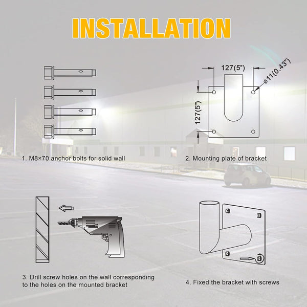 installation led shoebox light