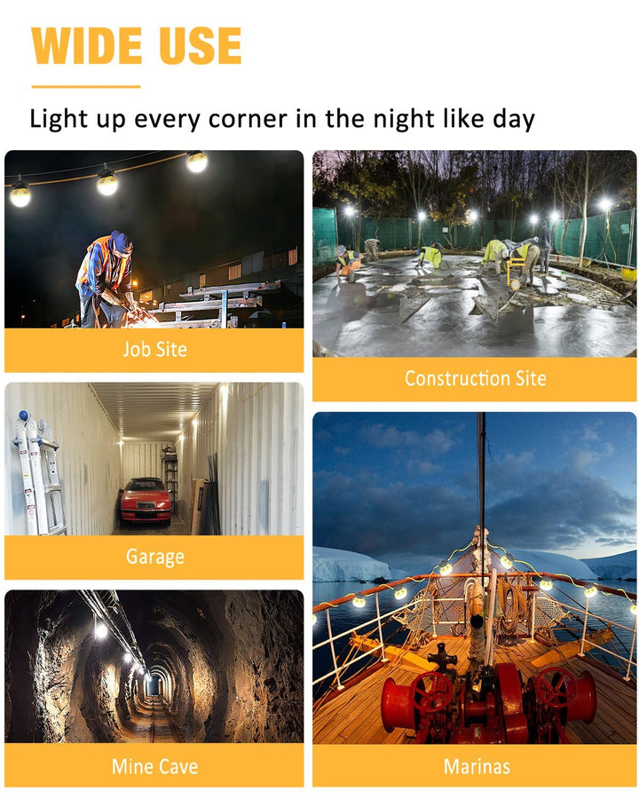 Led 360 String Construction JC-LGL LED Construction String Lights - 65W/130W, 50FT/100FT, IP65