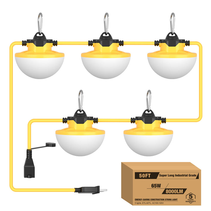 LED Construction String Lights 65W/130W, Round Series - JC - LGL