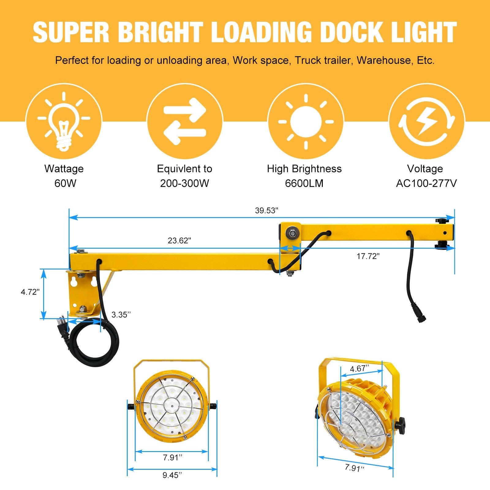 Loading Ramp Lights LED Loading Dock Lights with Swing Arm - Bright Work Light | JC-LGL