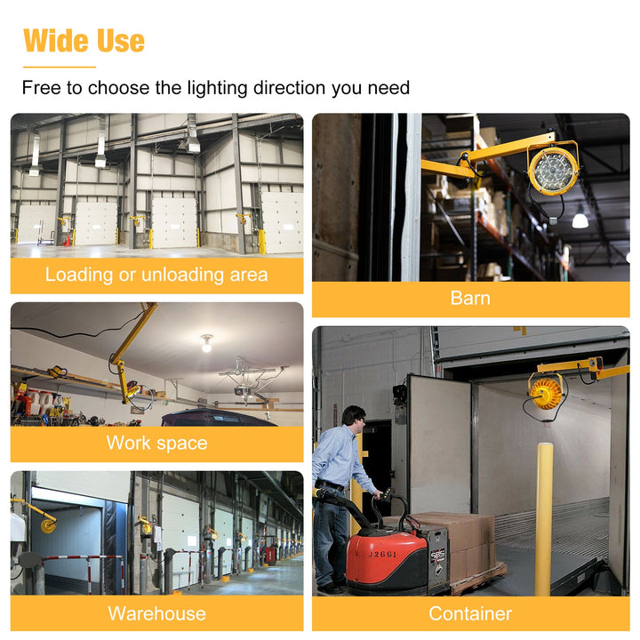 LED Loading Dock Lights with Swing Arm - Bright Work Light | JC-LGL
